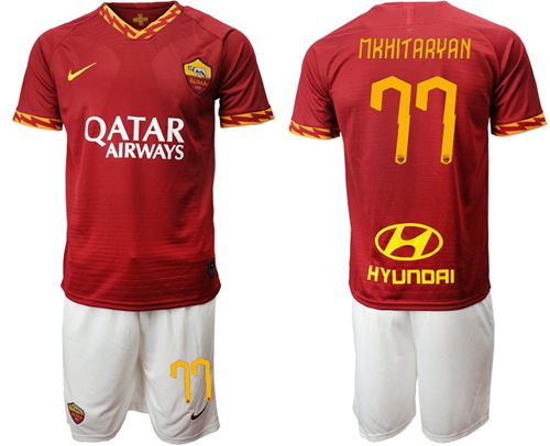 Roma #77 Mkhitaryan Red Home Soccer Club Jersey
