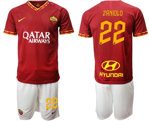 Roma #22 Zaniolo Red Home Soccer Club Jersey
