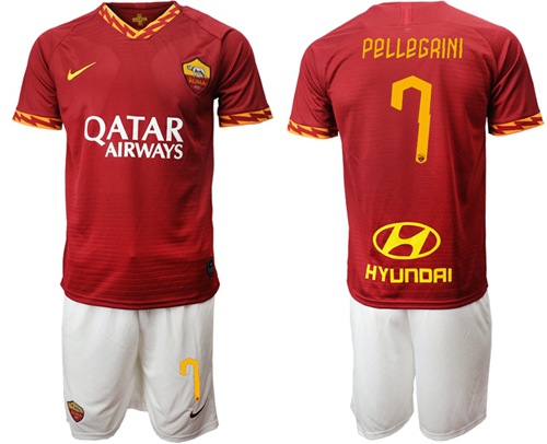 Roma #7 Pellegrini Red Home Soccer Club Jersey