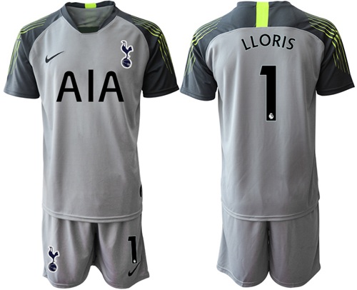 Tottenham Hotspur #1 Lloris Grey Goalkeeper Soccer Club Jersey