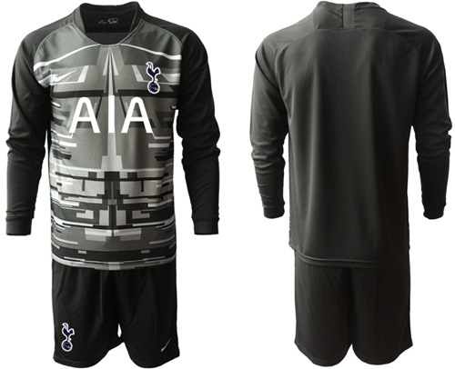 Tottenham Hotspur Blank Black Goalkeeper Long Sleeves Soccer Club Jersey