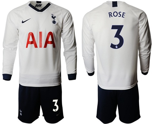 Tottenham Hotspur #3 Rose Home Long Sleeves Soccer Club Jersey