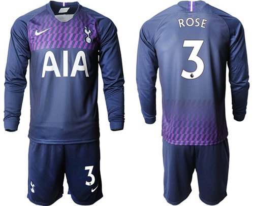 Tottenham Hotspur #3 Rose Away Long Sleeves Soccer Club Jersey