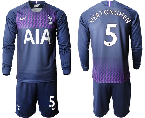 Tottenham Hotspur #5 Vertonghen Away Long Sleeves Soccer Club Jersey