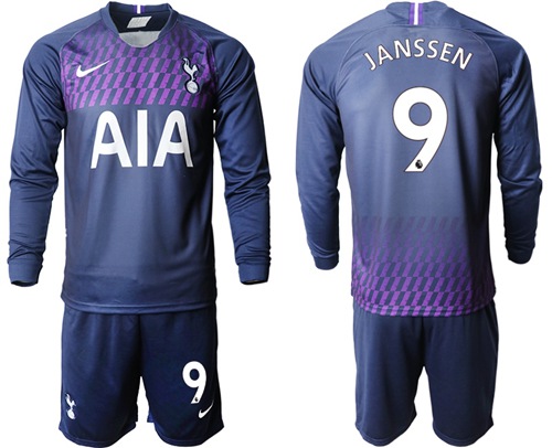 Tottenham Hotspur #9 Janssen Away Long Sleeves Soccer Club Jersey