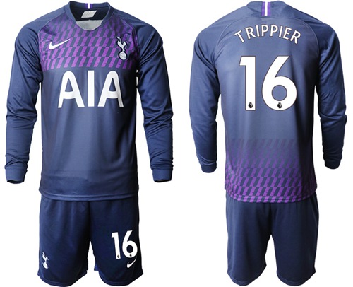 Tottenham Hotspur #16 Trippier Away Long Sleeves Soccer Club Jersey