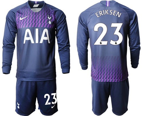 Tottenham Hotspur #23 Eriksen Away Long Sleeves Soccer Club Jersey