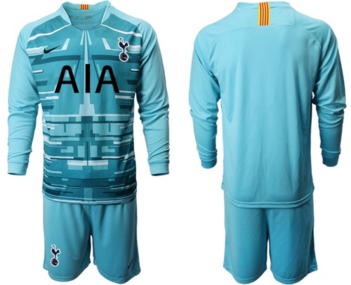 Tottenham Hotspur Blank Light Blue Goalkeeper Long Sleeves Soccer Club Jersey