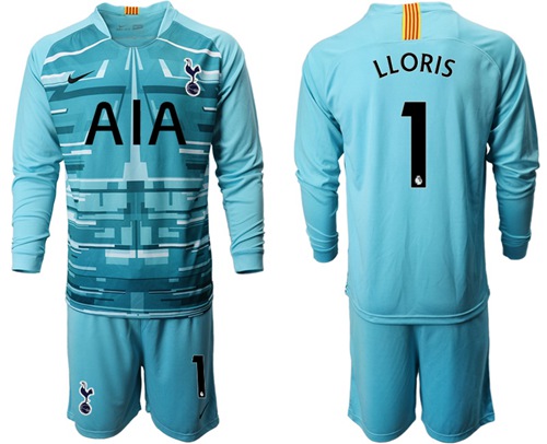 Tottenham Hotspur #1 Lloris Light Blue Goalkeeper Long Sleeves Soccer Club Jersey