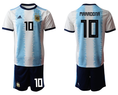 Argentina #10 Maradona Home Soccer Country Jersey