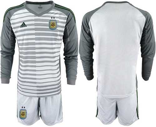 Argentina Blank Grey Long Sleeves Goalkeeper Soccer Country Jersey