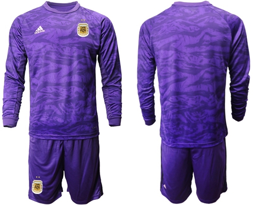 Argentina Blank Purple Long Sleeves Goalkeeper Soccer Country Jersey