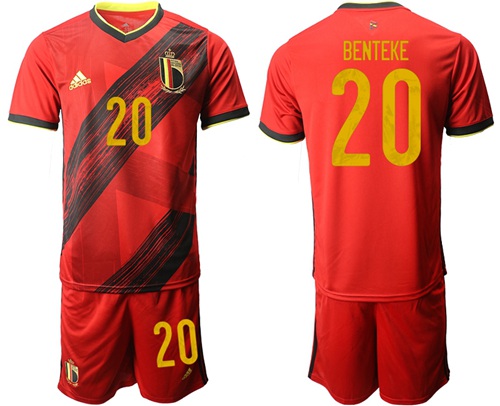 Belgium #20 Benteke Red Home Soccer Country Jersey