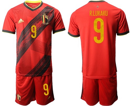 Belgium #9 R.Lukaku Red Home Soccer Country Jersey