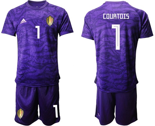 Belgium #1 Courtois Purple Goalkeeper Soccer Country Jersey