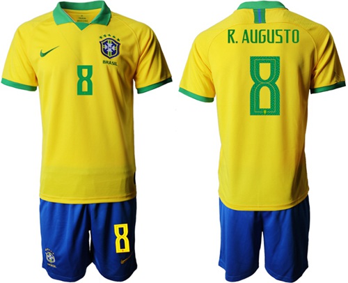 Brazil #8 R. Augusto Home Soccer Country Jersey