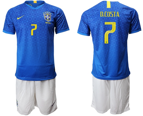 Brazil #7 D.Costa Blue Soccer Country Jersey