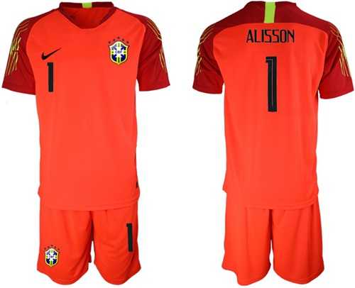 Brazil #1 Alisson Red Goalkeeper Soccer Country Jersey
