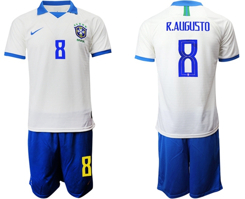 Brazil #8 R.Augusto White Soccer Country Jersey