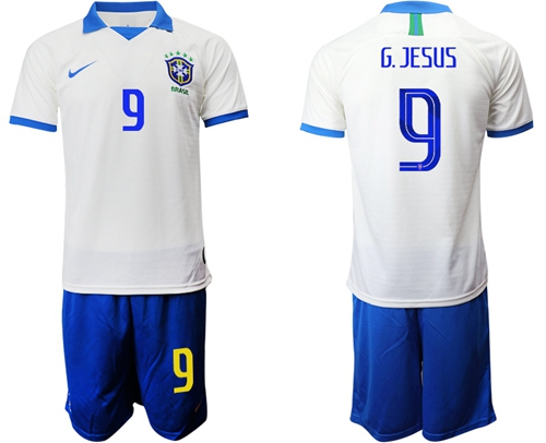 Brazil #9 G.Jesus White Soccer Country Jersey