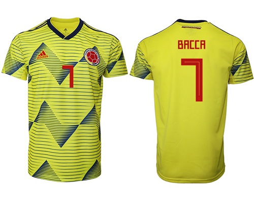 Colombia #7 Bacca Home Soccer Country Jersey
