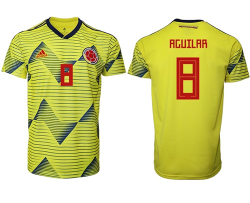 Colombia #8 Aguilar Home Soccer Country Jersey