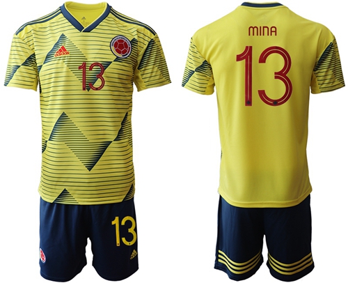 Colombia #13 Mina Home Soccer Country Jersey