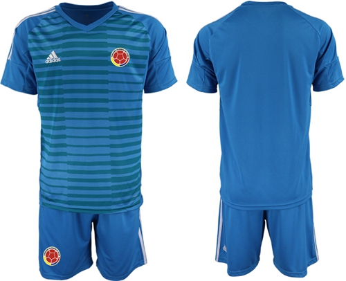 Colombia Blank Blue Goalkeeper Soccer Country Jersey