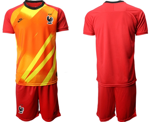 France Blank Red Goalkeeper Soccer Country Jersey