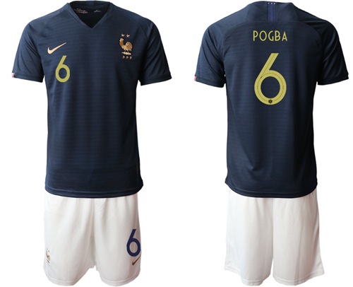 France #6 Pogba Home Soccer Country Jersey