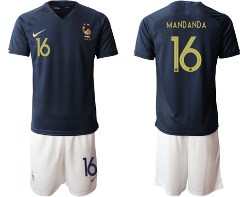 France #16 Mandanda Home Soccer Country Jersey