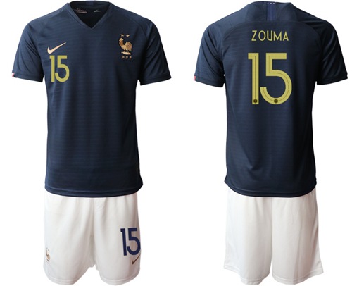 France #15 Zouma Home Soccer Country Jersey