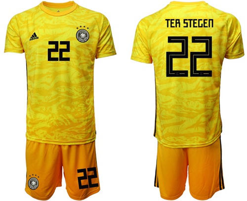 Germany #22 Ter Stegen Yellow Goalkeeper Soccer Country Jersey