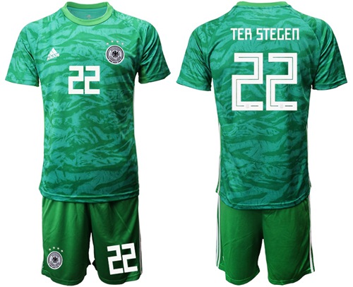 Germany #22 Ter Stegen Green Goalkeeper Soccer Country Jersey