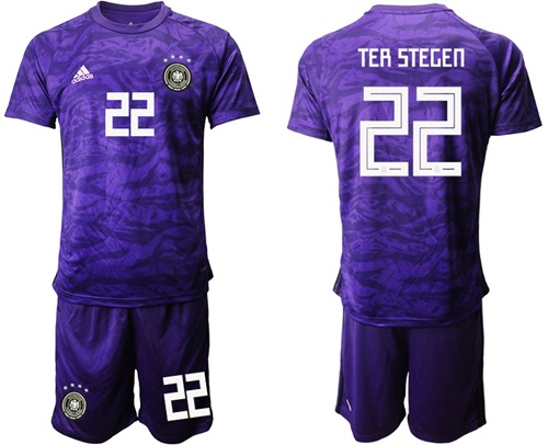 Germany #22 Ter Stegen Purple Goalkeeper Soccer Country Jersey