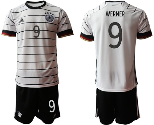 Germany #9 Werner White Home Soccer Country Jersey