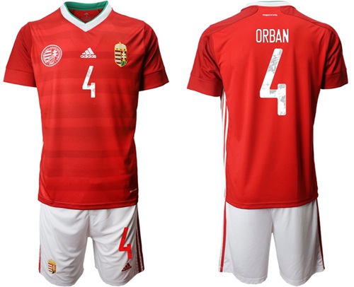 Hungary #4 Orban Home Soccer Country Jersey