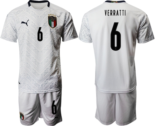 Italy #6 Verratti Away Soccer Country Jersey