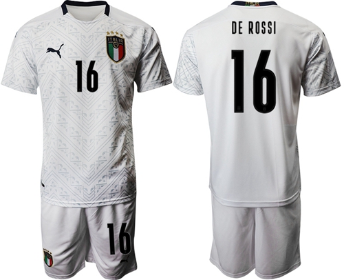 Italy #16 De Rossi Away Soccer Country Jersey