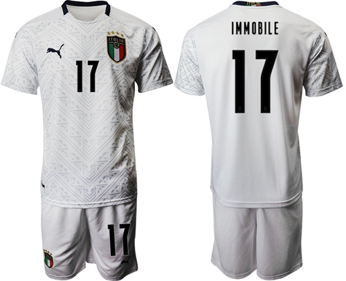 Italy #17 Immobile Away Soccer Country Jersey