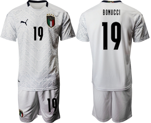 Italy #19 Bonucci Away Soccer Country Jersey