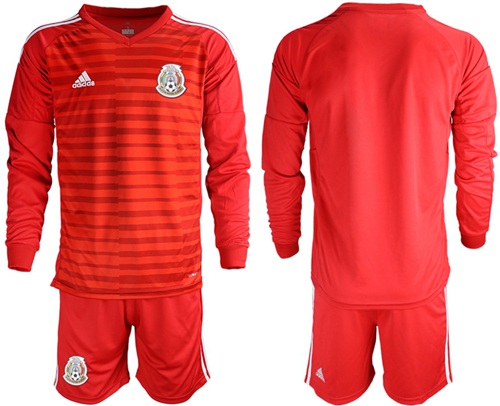 Mexico Blank Red Long Sleeves Goalkeeper Soccer Country Jersey