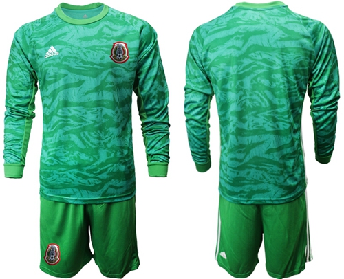 Mexico Blank Green Long Sleeves Goalkeeper Soccer Country Jersey
