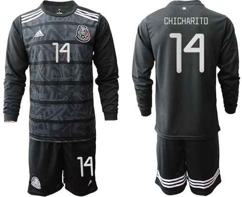 Mexico #14 Chicharito Home Long Sleeves Soccer Country Jersey