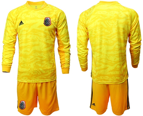 Mexico Blank Yellow Long Sleeves Goalkeeper Soccer Country Jersey