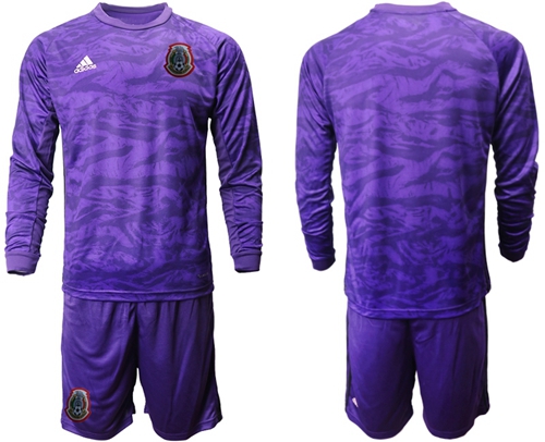 Mexico Blank Purple Long Sleeves Goalkeeper Soccer Country Jersey