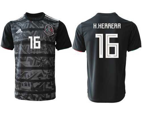 Mexico #16 H.Herrera Black Soccer Country Jersey