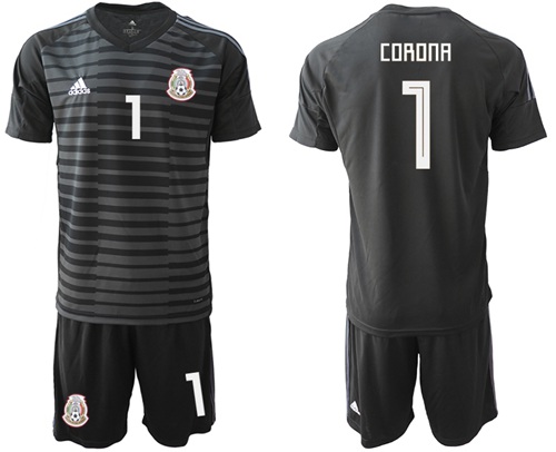 Mexico #1 Corona Black Goalkeeper Soccer Country Jersey