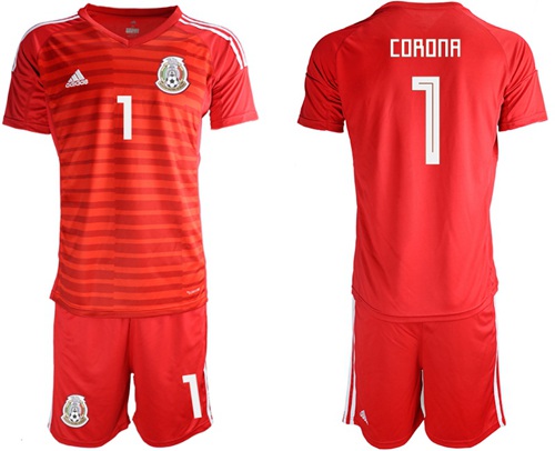 Mexico #1 Corona Red Goalkeeper Soccer Country Jersey