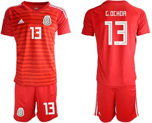 Mexico #13 G.Ochoa Red Goalkeeper Soccer Country Jersey